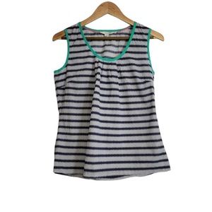 Boden blue white green striped cotton sleeveless tank with side zipper size 8.